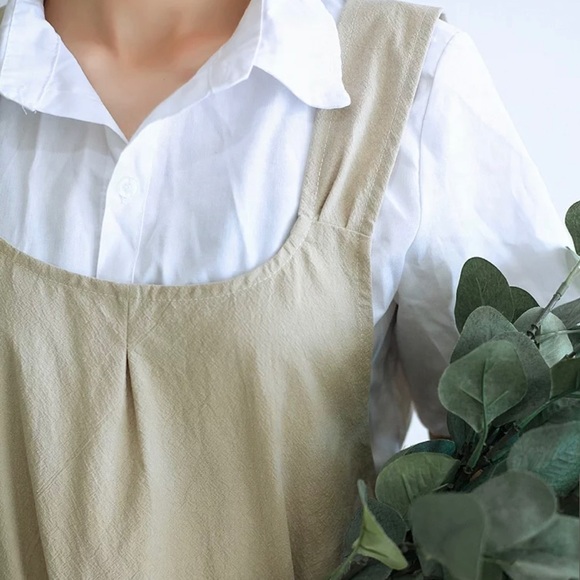 Linen Apron+ Pinafore+Gift Ideas+Gray+Kaki+OSFA - Picture 6 of 12